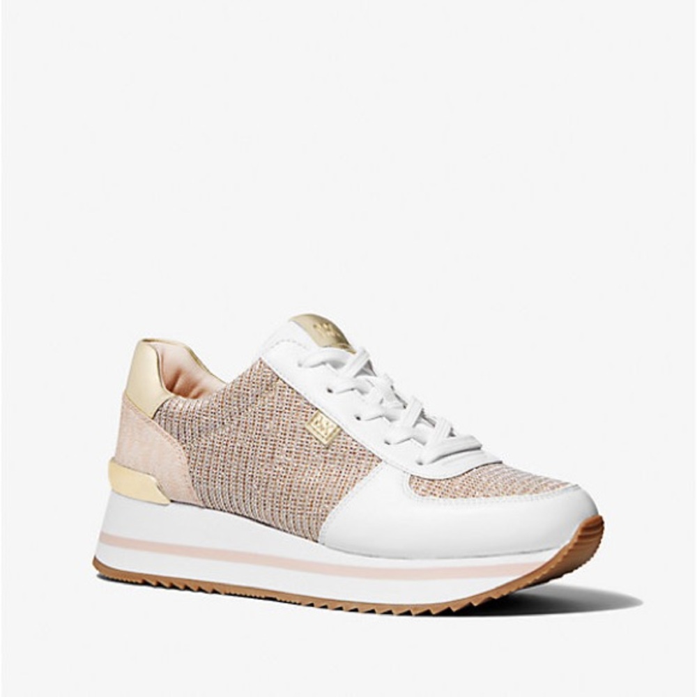 Michael Kors Monique Glitter Chain Mesh and Canvas Trainer sneaker size 8 - Picture 1 of 10
